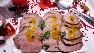 Redondo ternera asado con verduras