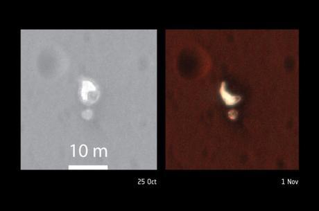 Nuevas imágenes en color del sitio donde impactó la sonda Schiaparelli