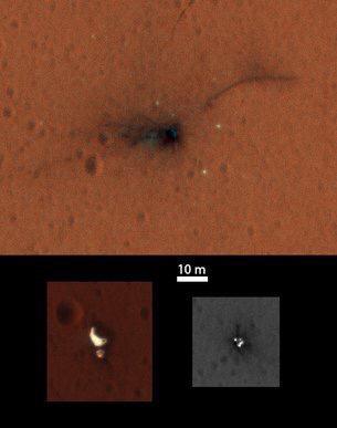 Nuevas imágenes en color del sitio donde impactó la sonda Schiaparelli