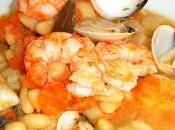 Judías blancas almejas gambas