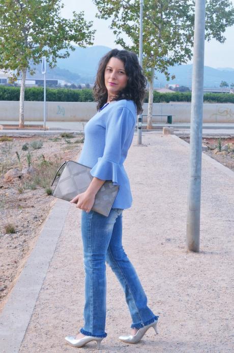 Blusa azul mangas acampanadas look_blusamangasacampanadasymetalizados_streetstyle_fashionbloggermivestidoazul-7