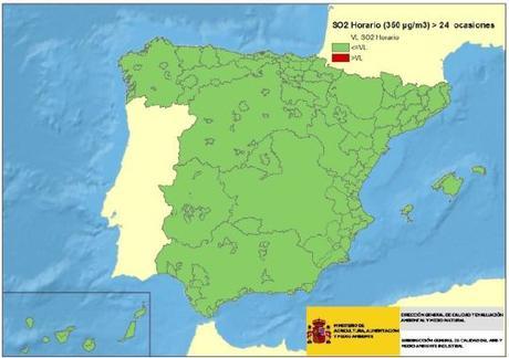 Calidad del Aire en España 2015. Evaluación del Valor Límite Horario de SO2