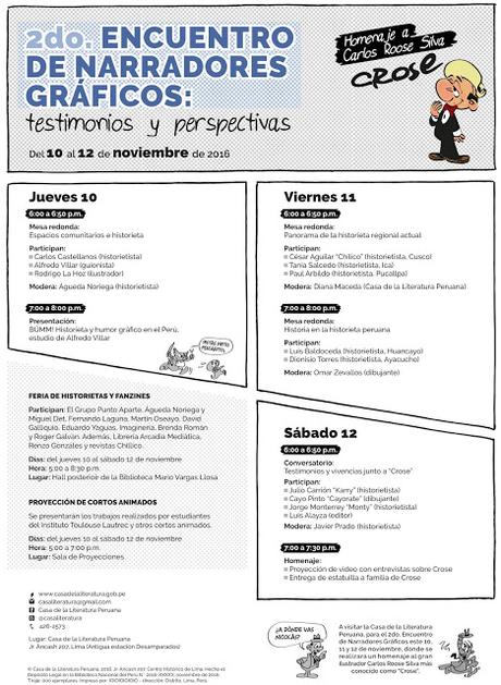 2do Encuentro de Narradores Gráficos, del 10 al 12 de noviembre en la Casa de la Literatura y en Homenaje a CROSE