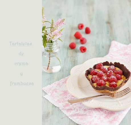 Tartaletas de crema y frambuesas