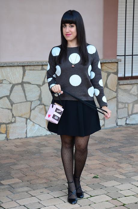 Kawaii milk bag and polka dots sweater