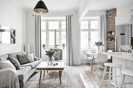 open concept mini pisos distribución diáfana diseño pisos pequeños decoración pisos pequeños decoración blanco Cocina abierta en un piso pequeño cocina abierta blog decoración nórdica 