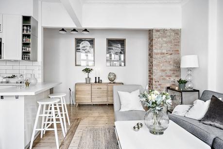 open concept mini pisos distribución diáfana diseño pisos pequeños decoración pisos pequeños decoración blanco Cocina abierta en un piso pequeño cocina abierta blog decoración nórdica 