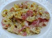 Tortellinis salsa guisantes jamón york