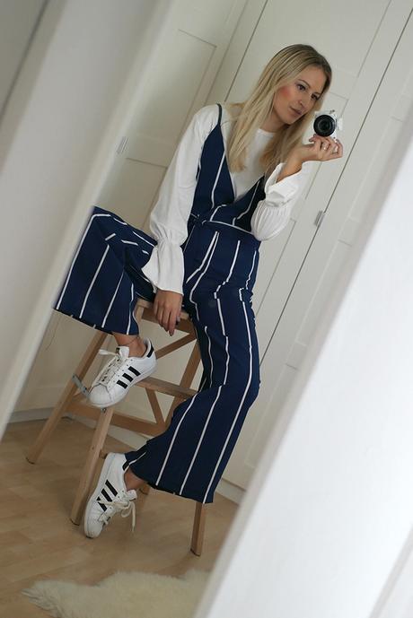 STRIPED JUMPSUIT WITH BELL SLEEVE