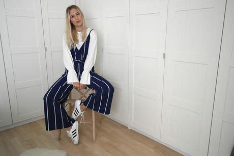 STRIPED JUMPSUIT WITH BELL SLEEVE