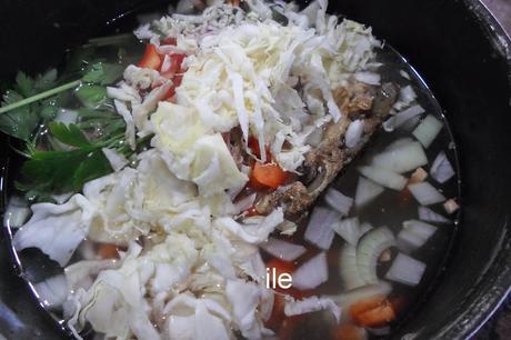 Sopa de cerdo y verduras