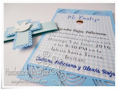 Invitación Bautizo - Baby Blue & Sky Blue - Handmade Baptism Invitation & Decor Ideas.