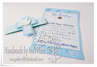 Invitación Bautizo - Baby Blue & Sky Blue - Handmade Baptism Invitation & Decor Ideas.