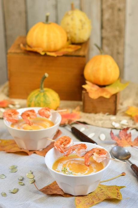 Crema de calabaza y leche de coco con langostinos crema de calabaza y leche de coco con langostinos receta