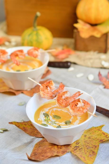 Crema de calabaza y leche de coco con langostinos crema de calabaza y leche de coco con langostinos