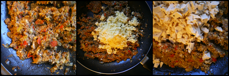 Albóndigas vegetarianas con crema de puerros, elaboración del relleno