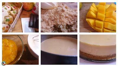 Tarta fácil de mango y chocolate