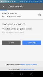 AdWords Express productos y servicios