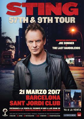 Sting actuará el 21 de marzo de 2017 en Barcelona