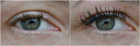 mascara de pestañas, antes y después de la aplicación