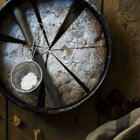 BIZCOCHO DE CREMA DE CASTAÑAS Y MANZANA CARAMELIZADA