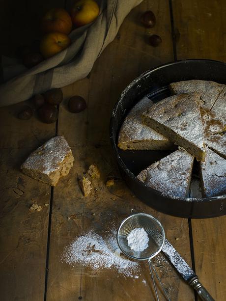 BIZCOCHO DE CREMA DE CASTAÑAS Y MANZANA CARAMELIZADA