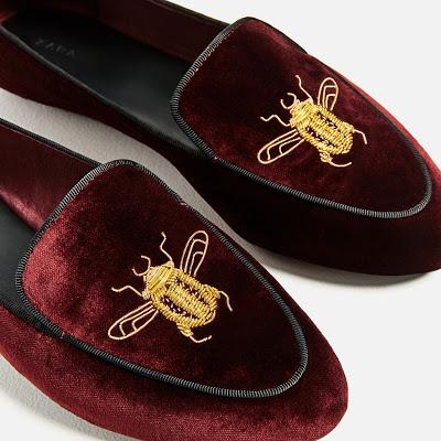 ZAPATO PLANO TERCIOPELO DETALLE BORDADO DE ZARA