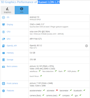 Huawei P10 con 6 GB de RAM, Android 7.0 visto en GFXBench Huawei P10 con 6 GB de RAM, Android 7.0 visto en GFXBench