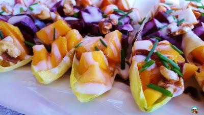 Endivias con langostinos