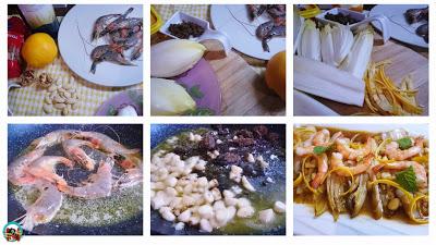 Endivias con langostinos