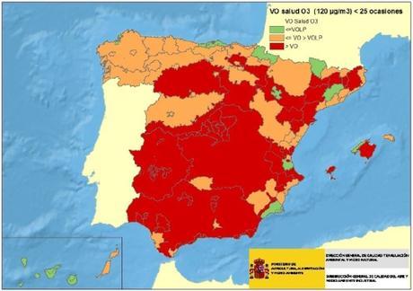 Calidad del Aire en España 2015: Evaluación de cumplimiento de Valor Objetivo de Ozono