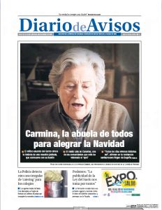 Carmina en la portada del Diario de Avisos