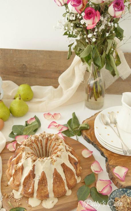 Pear, pecan coffee bundt cake #BundtBakers