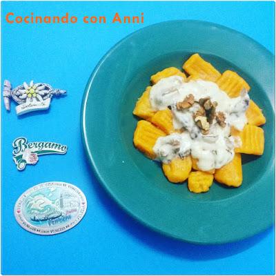 ÑOQUIS DE BONIATO CON SALSA DE SETAS Y NUECES