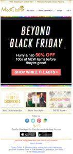 Campaña de emailmarketing usada por la marca Modcloth