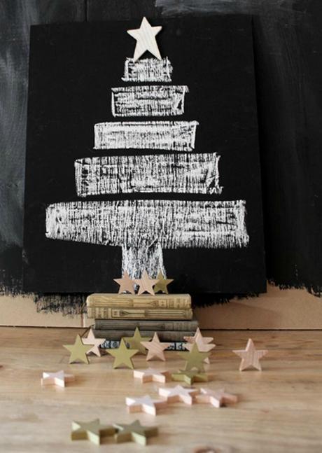 árboles de Navidad en pizarra