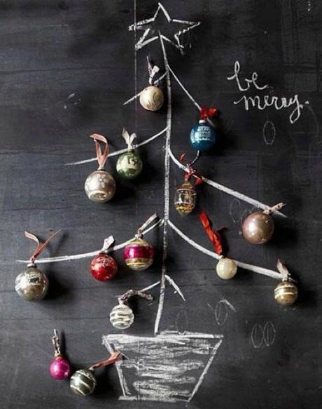 árboles de Navidad en pizarra