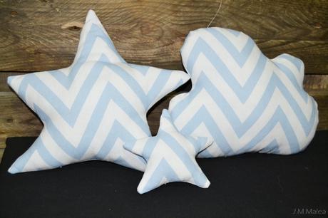 ESTRELLITAS Y NUBE A RAYAS BLANCA Y AZUL. #PROYECTOS EL BLOG DE JESS, SHOP.