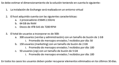 Dimensionamiento: Calculadora de requerimientos de Exchange