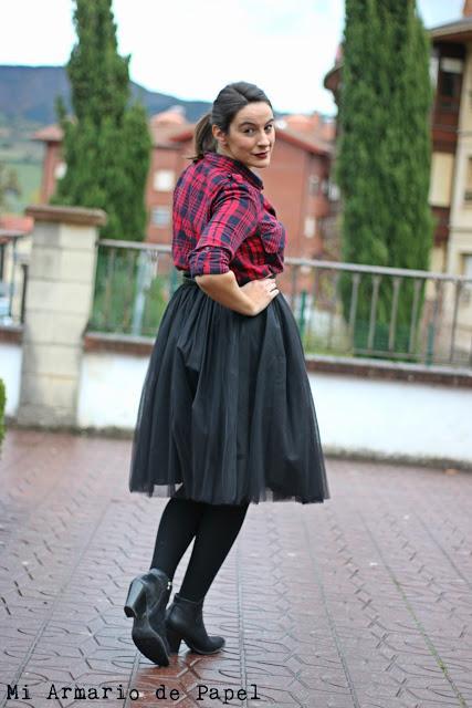 Outfit: Camisa de Cuadros con Falda de Tul