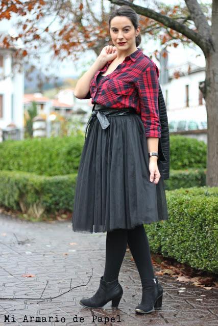 Outfit: Camisa de Cuadros con Falda de Tul