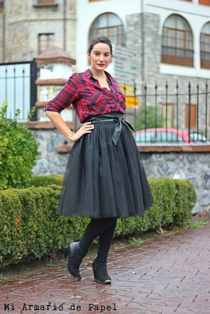 Outfit: Camisa de Cuadros con Falda de Tul