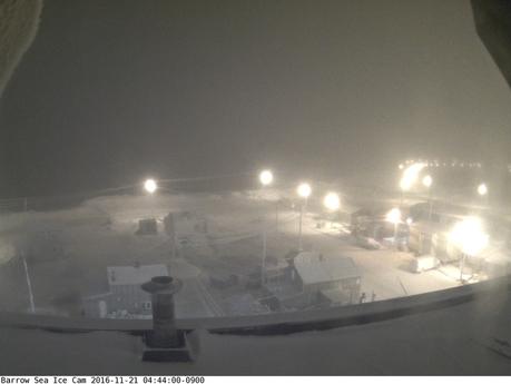 Barrow, Alaska in darkness on Monday. 