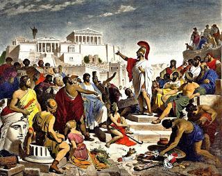 Pericles en el ágora de Atenas.