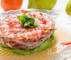 Ceviche de gamba roja y mandarina Ceviche de gamba roja y mandarina, de Burruezo congelados
