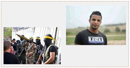 A la derecha: Abu Saada (página facebook Gaza Alan, 18 de noviembre de 2016). A la izquierda: El entierro de Abu Saada con la participación de activistas armados de las Brigadas de márties al Aqsa (página facebook Gaza Alan, 19 de noviembre de 2016)