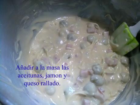 Cake de queso, jamón y aceitunas. jamon-queso