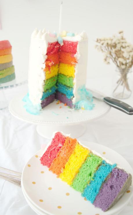 Rainbow cake o mi tarta gigante arcoiris de cumpleaños #Asaltablogs
