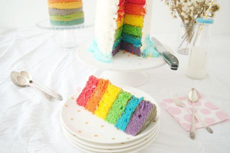 Rainbow cake o mi tarta gigante arcoiris de cumpleaños #Asaltablogs