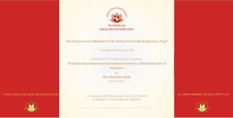 Inauguración del Centro Internacional Sri Sathya Sai Sanjeevani para el Cuidado e Investigación del Corazón Infantil, Baghola, 27 de noviembre de 2016.